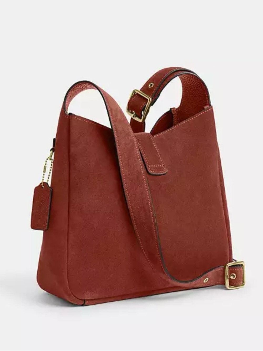 Coach Suede Hadley Small Crossbody Bag with Gold Hardware, Clay - Picture 2 of 8